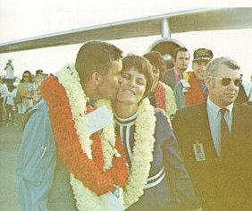 A photo of astronaut,Fred Haise and wife Mary