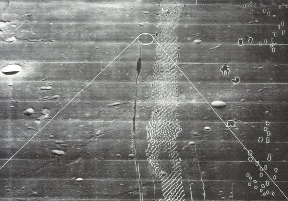 A photo of an oblique view of where Apollo 11 landing module descended
