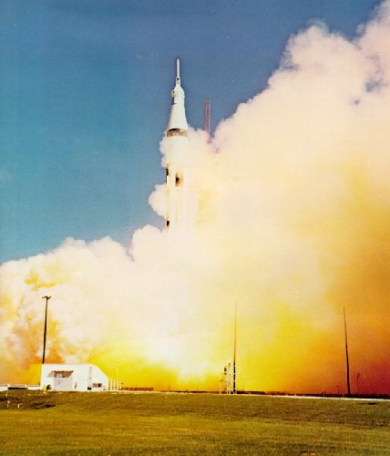A photo of Saturn IB lifting off