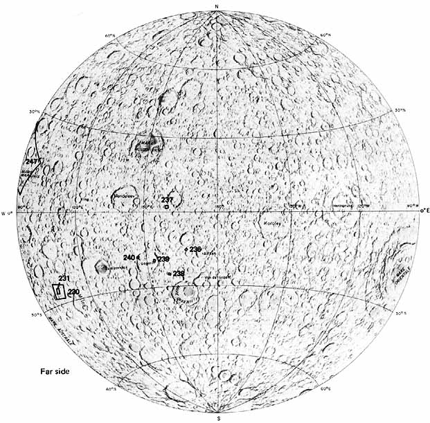 Figure 222 Location of photographs in this chapter; numbers correspond to figure numbers on Moon