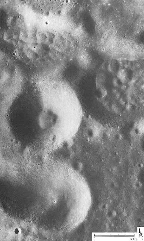 Figure 239 four large depressions are part of a cluster of secondary impact craters