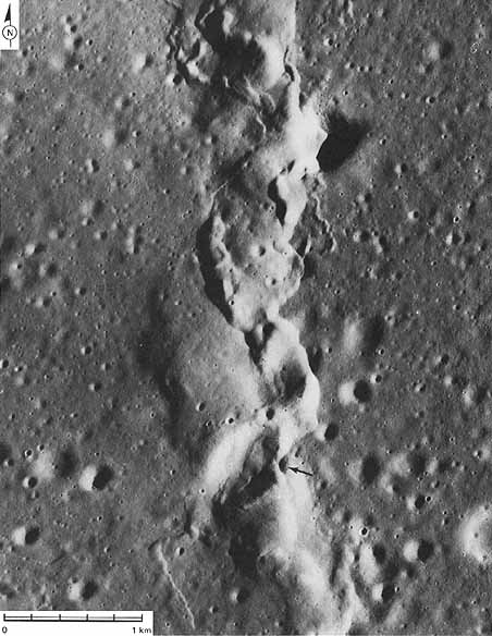Figure 76 several craters overridden by the ridge along its right edge
