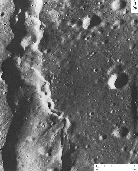 Figure 77 ridge has overridden craters along its right side