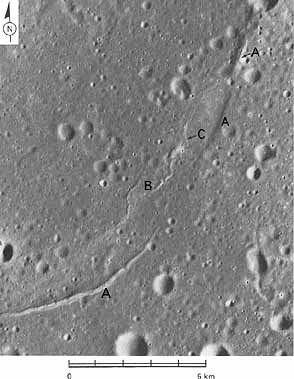 Figure 83 the arcuate ridges shown here are part of the large crater Lambert R