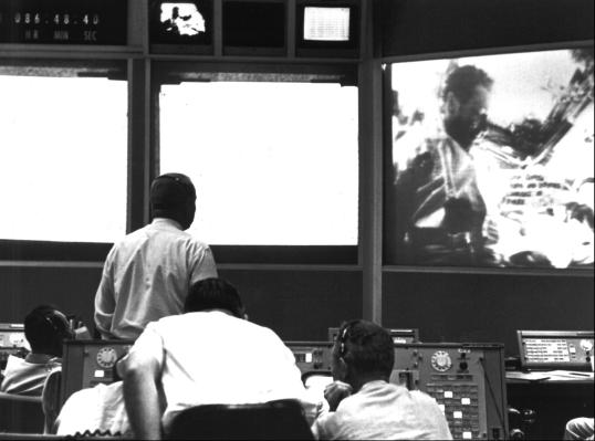 Live TV from Apollo 7 in MOCR