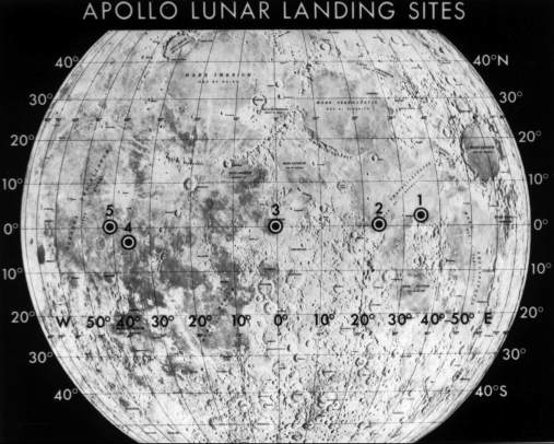 Selected Apollo landing sites