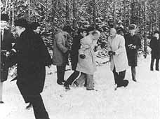 Crewmen having snowball fight