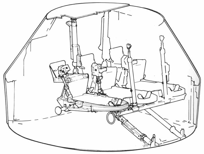 Couch suspension system inside the Apollo command module